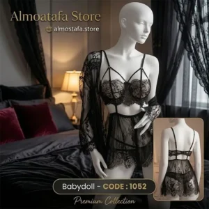 بيبي دول Play Baby Lingerie بـ 3 قطع من شيفون شفاف أسود فاخر للنساء في المصطفى ستور