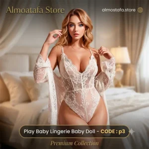 بيبي دول Play Baby Lingerie Baby Doll أبيض شفاف من الدانتيل للنساء - ملابس حريمي فاخرة