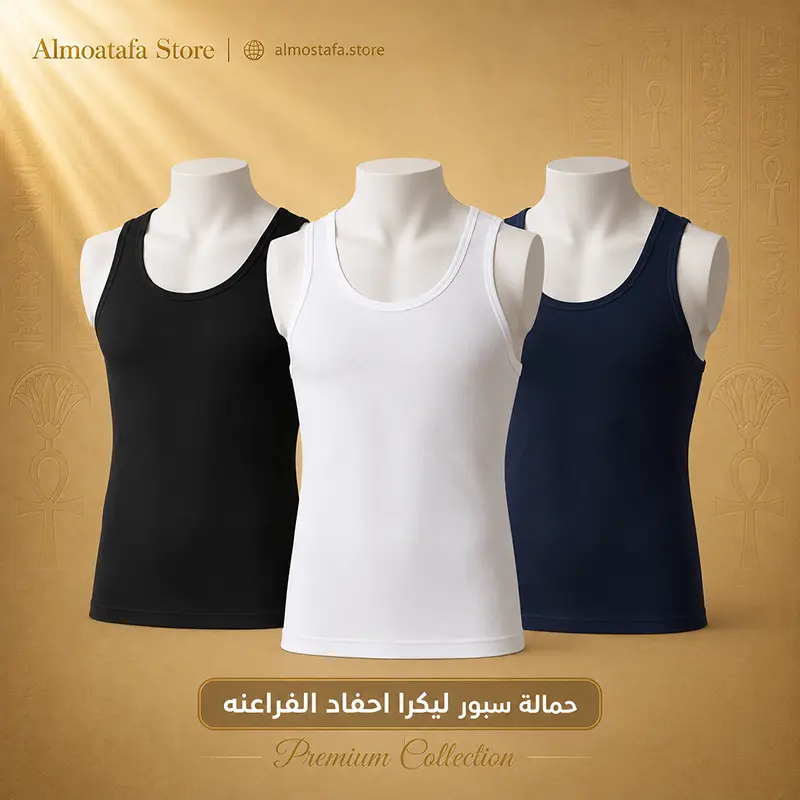 حمالة سبور رجالي من أحفاد الفراعنة — قطن مصري 100% معالج ضد البكتيريا، تصميم رياضي بفتحات واسعة